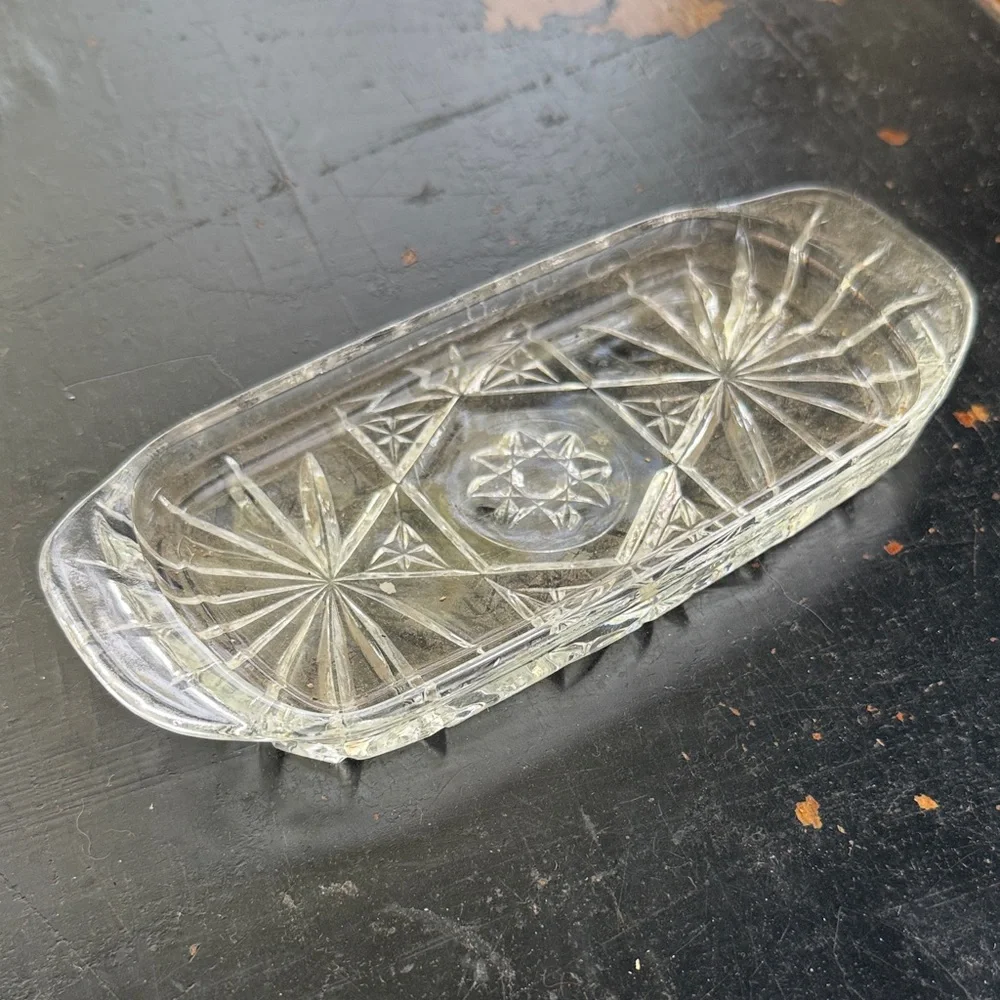 Elegant Clear Glass Soap Dish Vintage